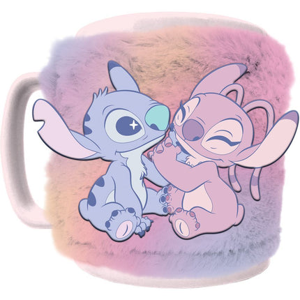 Taza funda de peluche Angel Stitch Disney 440ml