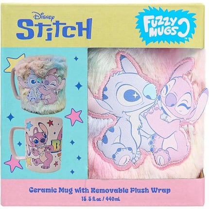 Taza funda de peluche Angel Stitch Disney 440ml