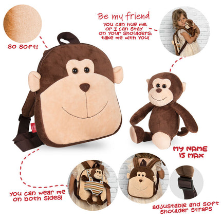 Mochila reversible peluche Mono Max 25cm
