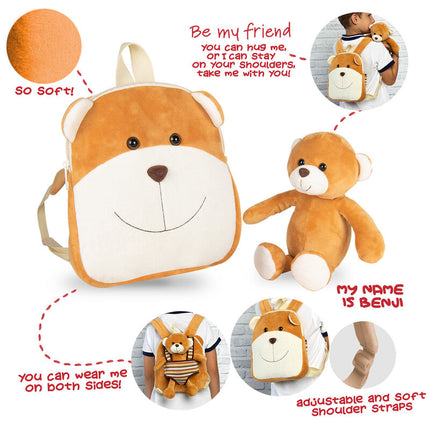 Mochila reversible peluche Oso Benji 25cm