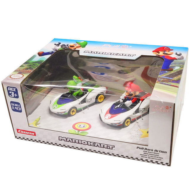 Set 2 coches Pull Speed Mario Yoshi Mario Kart
