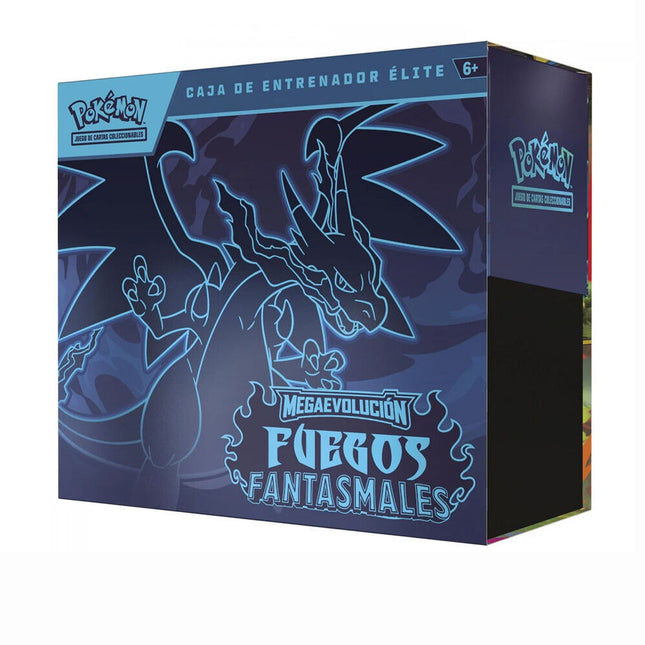 LATINO Estuche Entrenador Elite juego cartas Fuegos Fantasmales Pokemon