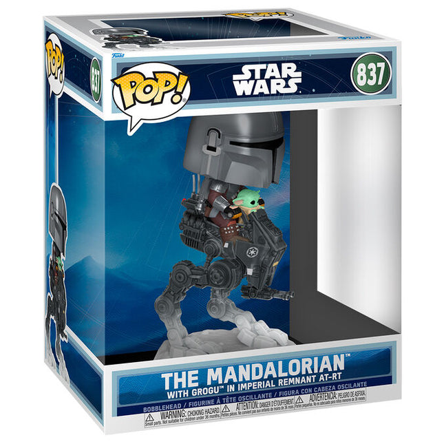 Figura POP Rides Deluxe Star Wars Mandalorian Grogu The Mandalorian with Grogu in Imperial Remnant AT RT