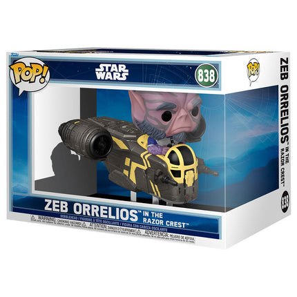 Figura POP Rides Deluxe Star Wars Mandalorian Grogu Zeb Orrelios in the Razor Crest