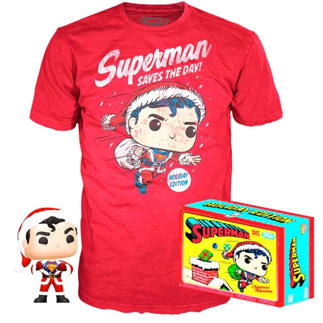 Set figura POP Tee DC Comics Superman Exclusive Flocked