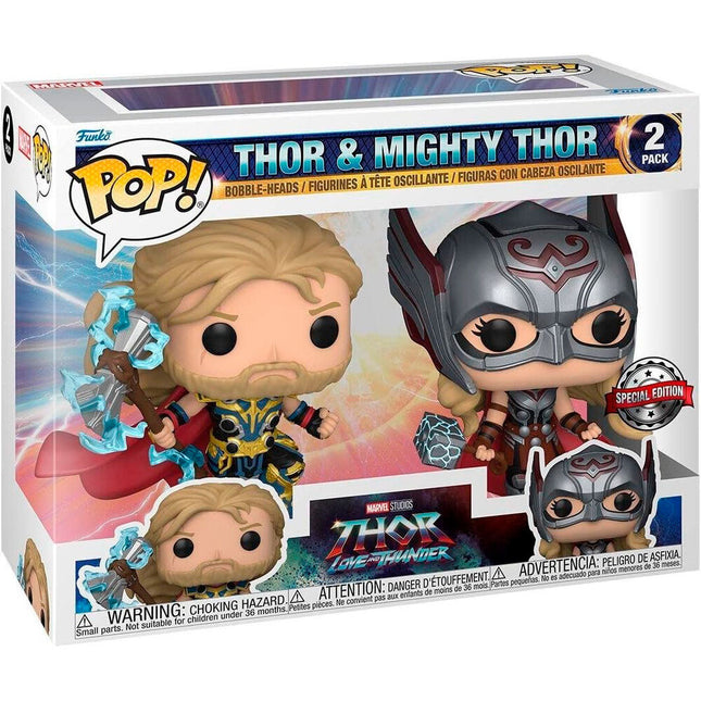 Blister 2 figuras POP Marvel Thor Love and Thunder Thor Mighty Thor Exclusive