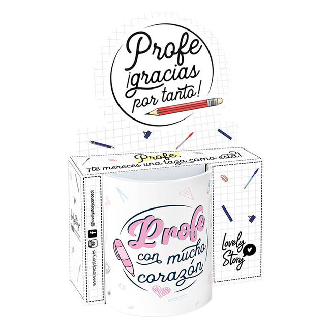 Taza Profe Con Mucho Corazon 330ml