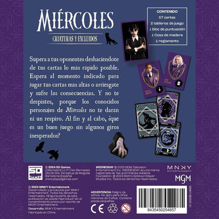 Juego de cartas Criaturas y Excluidos Miercoles Wednesday espanol