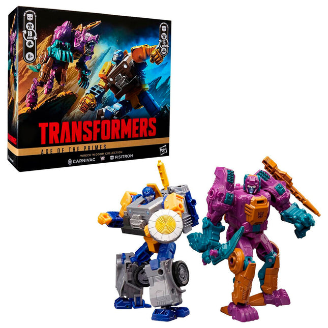 Set 2 figuras Fisitron Carnivac Transformers Age of The Primes 14cm
