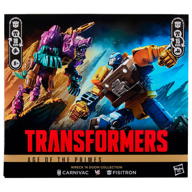 Set 2 figuras Fisitron Carnivac Transformers Age of The Primes 14cm