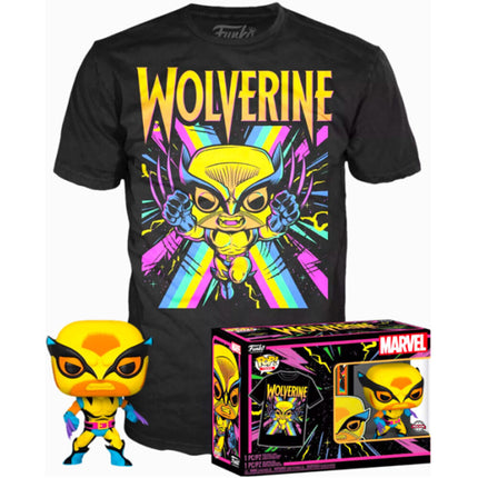 Set figura POP Tee Marvel Wolverine Black Light