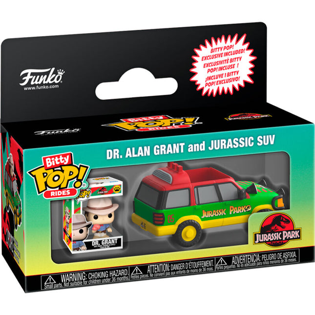 Figura Bitty POP Ride Jurassic Park Dr Alan Grant and Jurassic Suv