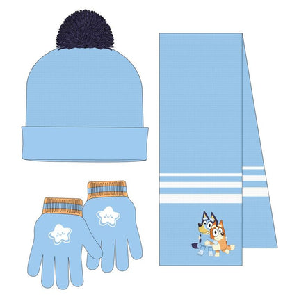 Conjunto gorro guantes braga cuello Bluey