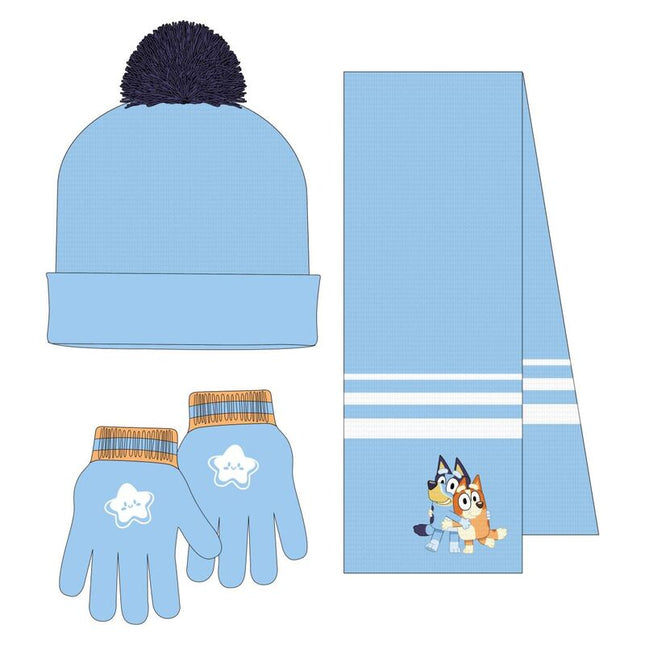 Conjunto gorro guantes braga cuello Bluey
